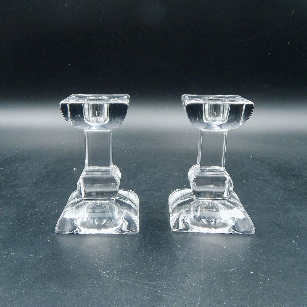 Villeroy & Boch Crystal Siena Square Candle Holder 4 Inch Pair Set Of 2 Austria